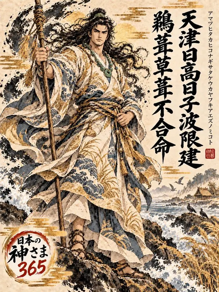 天津日高日子波限建鵜葺草葺不合命の絵